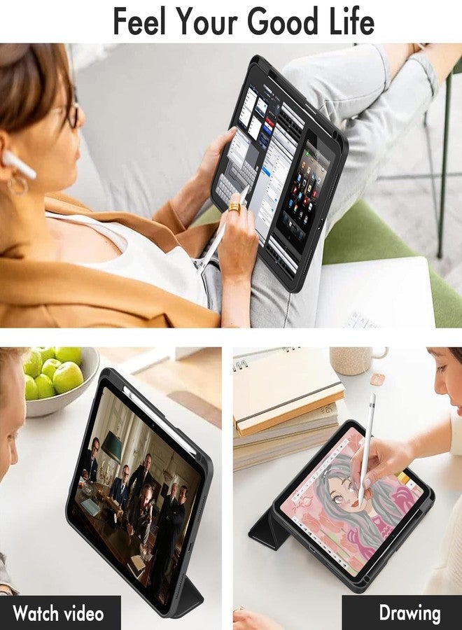 iMieet جراب iMieet لجهاز iPad من الجيل العاشر مقاس 10.9 بوصة (إصدار 2022) مع حامل قلم، غطاء حماية ثلاثي الطي رفيع مع ظهر من مادة TPU الناعمة وخاصية التشغيل/الإيقاف التلقائي، أسود - Image 5