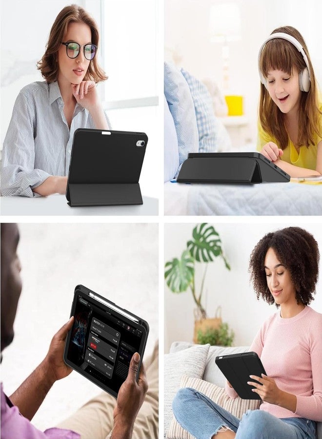 iMieet جراب iMieet لجهاز iPad من الجيل العاشر مقاس 10.9 بوصة (إصدار 2022) مع حامل قلم، غطاء حماية ثلاثي الطي رفيع مع ظهر من مادة TPU الناعمة وخاصية التشغيل/الإيقاف التلقائي، أسود - Image 4