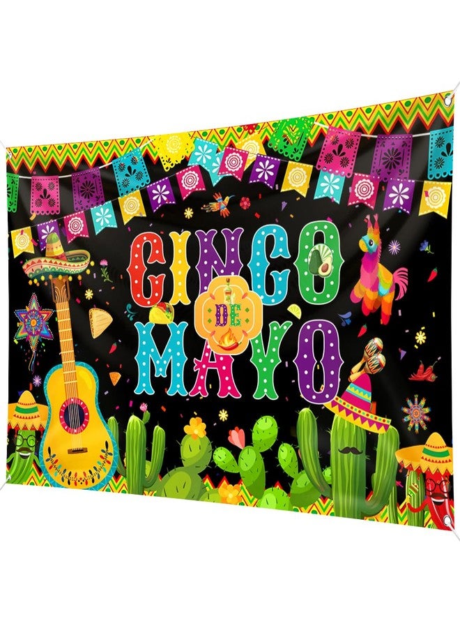 Aviski Cinco de Mayo Banner, Large Fabric Backdrop Decorations, Mexican Sign Photo Booth Backdrop Background for Party Supplies, 78 x 43INCH - Image 1