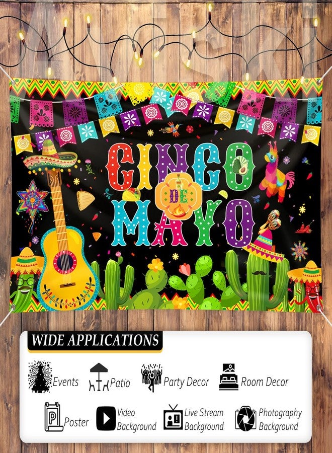 Aviski Cinco de Mayo Banner, Large Fabric Backdrop Decorations, Mexican Sign Photo Booth Backdrop Background for Party Supplies, 78 x 43INCH - Image 3