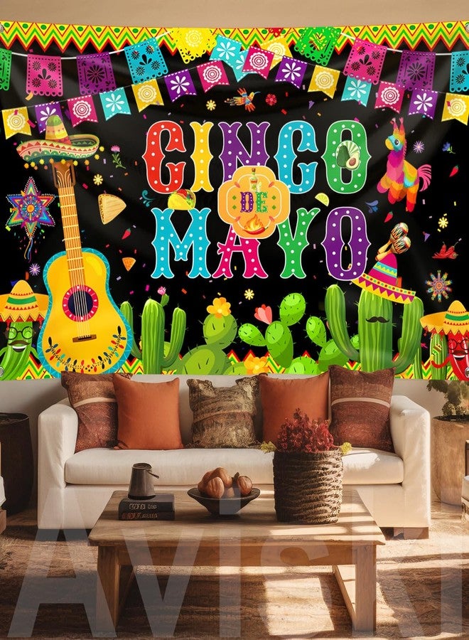Aviski Cinco de Mayo Banner, Large Fabric Backdrop Decorations, Mexican Sign Photo Booth Backdrop Background for Party Supplies, 78 x 43INCH - Image 4