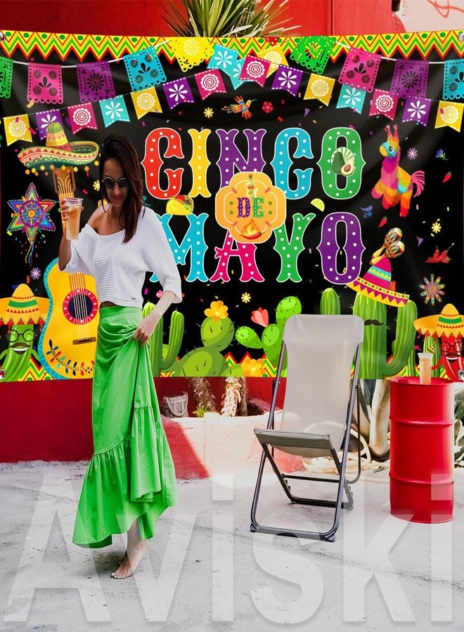 Aviski Cinco de Mayo Banner, Large Fabric Backdrop Decorations, Mexican Sign Photo Booth Backdrop Background for Party Supplies, 78 x 43INCH - Image 5