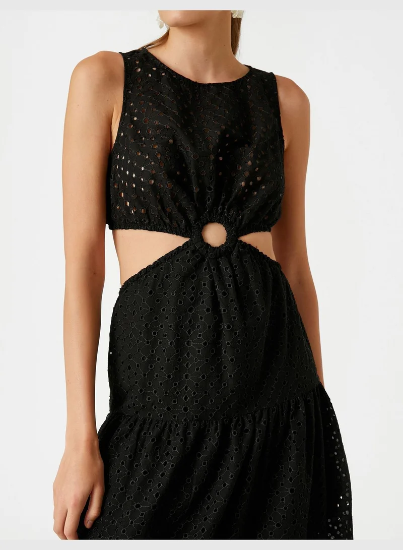 كوتون Cut Out Detail Brode Long Dress
