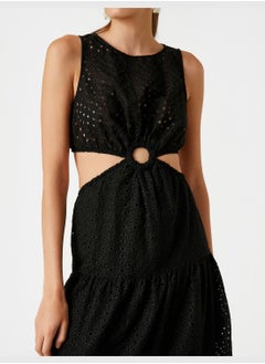 KOTON Cut Out Detail Brode Long Dress  - Image 5
