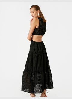 KOTON Cut Out Detail Brode Long Dress  - Image 3