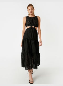 KOTON Cut Out Detail Brode Long Dress  - Image 2