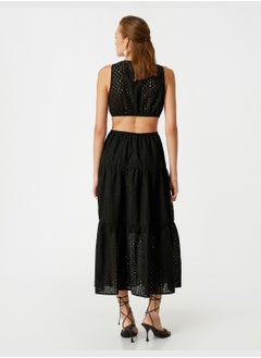 KOTON Cut Out Detail Brode Long Dress  - Image 4
