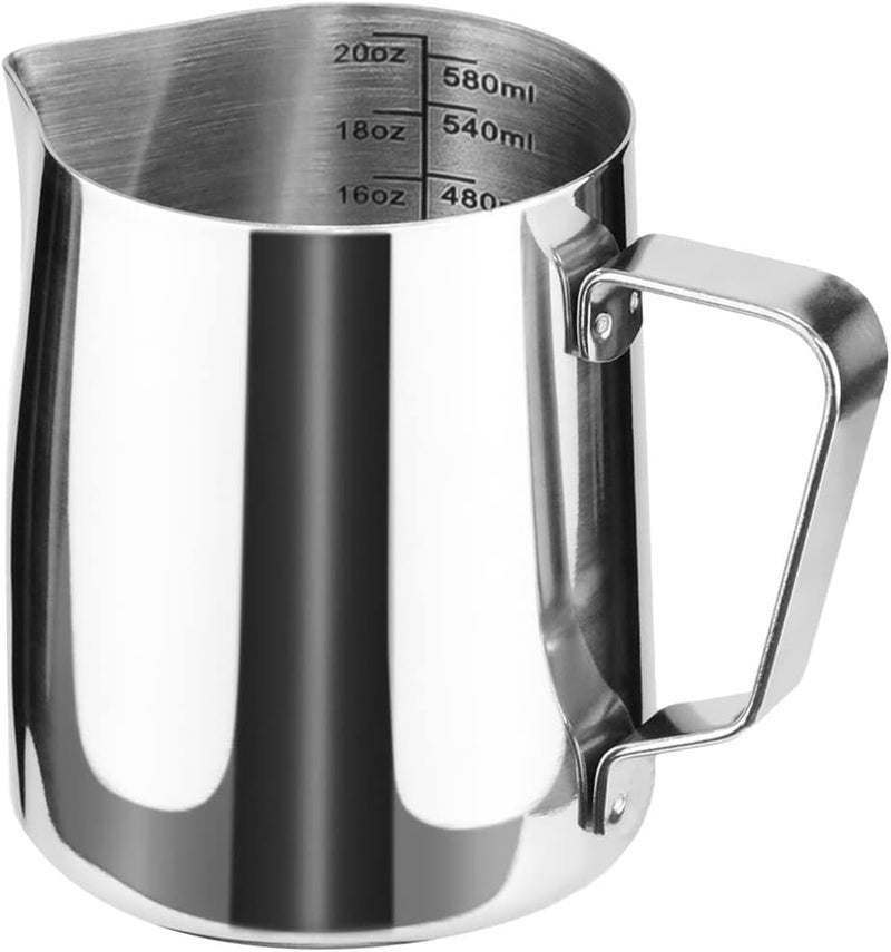 HOFASON Stainless Steel Milk Frothing Pitcher Cappuccino Pitcher Pouring Jug Espresso Cup Creamer Cup for Latte Art, 20 Ounce (600 ML) - Image 1