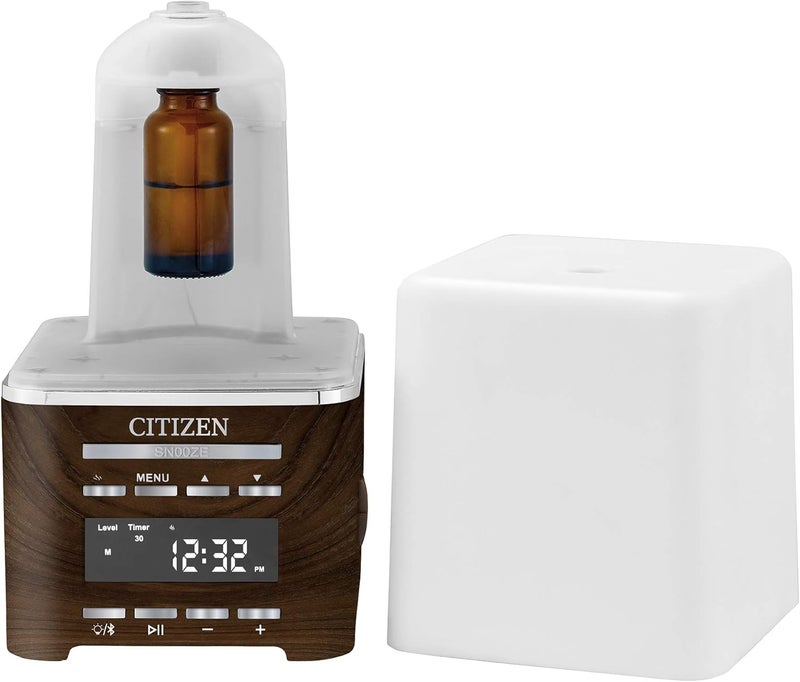 Citizen Sensory Time Essential Oil diffusor Wellness Clock Alarm Bluetooth Connection Room Light and USB Charging White  Wood Grain - Image 5