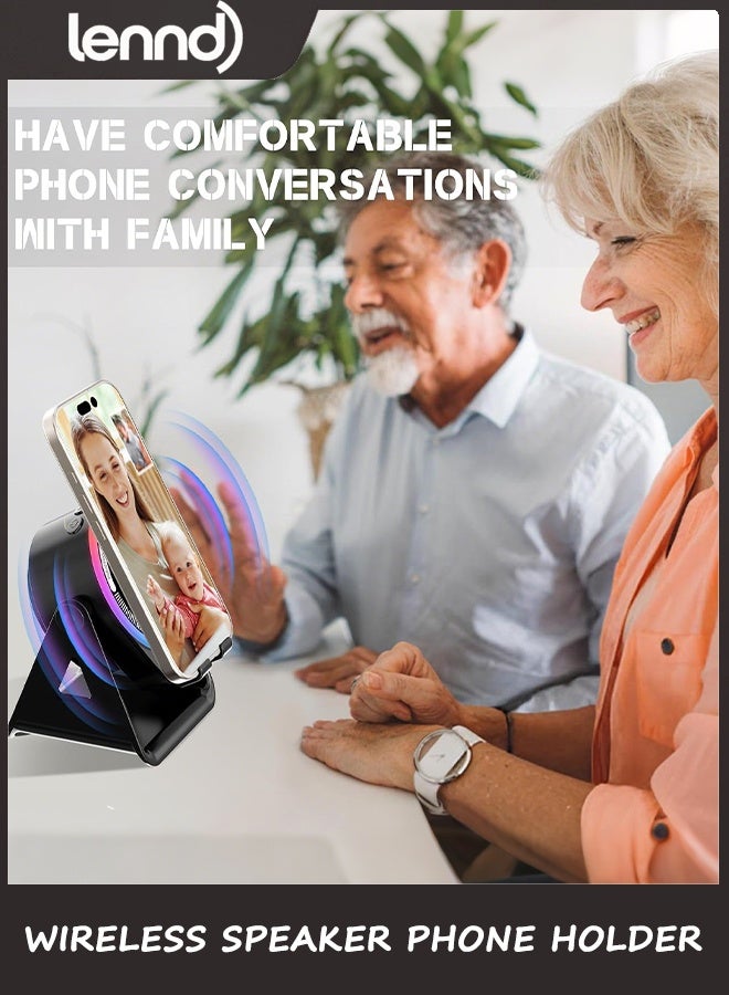 LENND Wireless Induction Speaker, Multifunctional Bluetooth Phone Holder with RGB Light & 360° Rotation, HD Surround Sound, Compatible with iPhone/iPad/Android/Samsung - Image 5