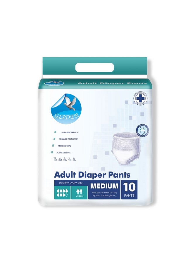 GLIDER Unisex Adult Diaper Pant Medium With Superior Overnight Absorbency-15-44 Inch, 40-115 Cm ((Pack Of 1(10 Count)) - Image 1