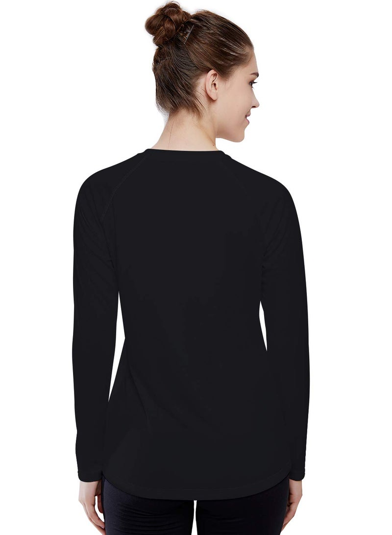 HISKYWIN Women's UPF 50+ Sun Protection Long/Short Sleeve Outdoor T-Shirt Athletic Top Rashguards HF109-Black-M - Image 2