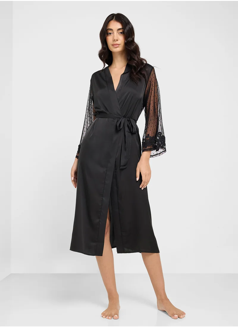 ELLA Night Robe With Sheer Sleeves