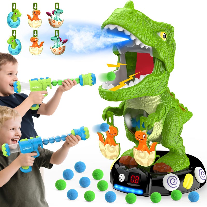 EagleStone Moving Dinosaur Shooting Toys for Kids 57 Electronic TRex Shoot Target Game with Mist Spray LED Score Roar Light 3Pair Dino Target Birthday Gifts for 5 6 7 8 9 Year Old Boys Girls - Image 3