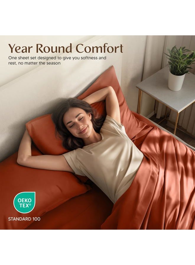 Utopia Bedding Queen Bed Sheets Set - 4 Piece Bedding - Brushed Microfiber - Shrinkage and Fade Resistant - Easy Care (Queen, Terracotta Orange) - Image 5