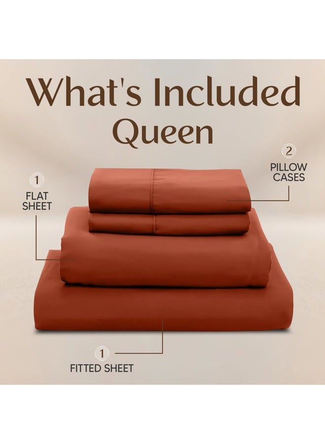 Utopia Bedding Queen Bed Sheets Set - 4 Piece Bedding - Brushed Microfiber - Shrinkage and Fade Resistant - Easy Care (Queen, Terracotta Orange) - Image 3