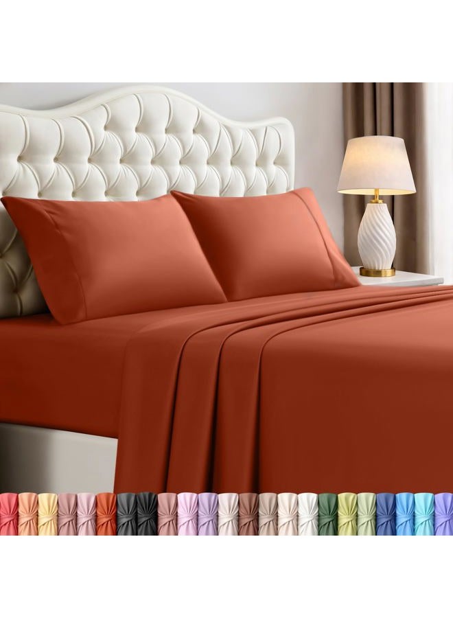 Utopia Bedding Queen Bed Sheets Set - 4 Piece Bedding - Brushed Microfiber - Shrinkage and Fade Resistant - Easy Care (Queen, Terracotta Orange) - Image 1