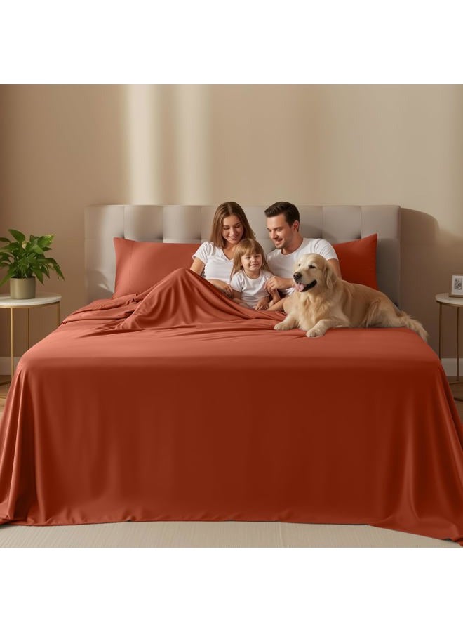 Utopia Bedding Queen Bed Sheets Set - 4 Piece Bedding - Brushed Microfiber - Shrinkage and Fade Resistant - Easy Care (Queen, Terracotta Orange) - Image 2