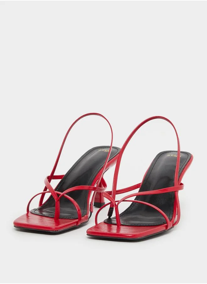 Styli Plain Thong Toe Stiletto Heel Sandals