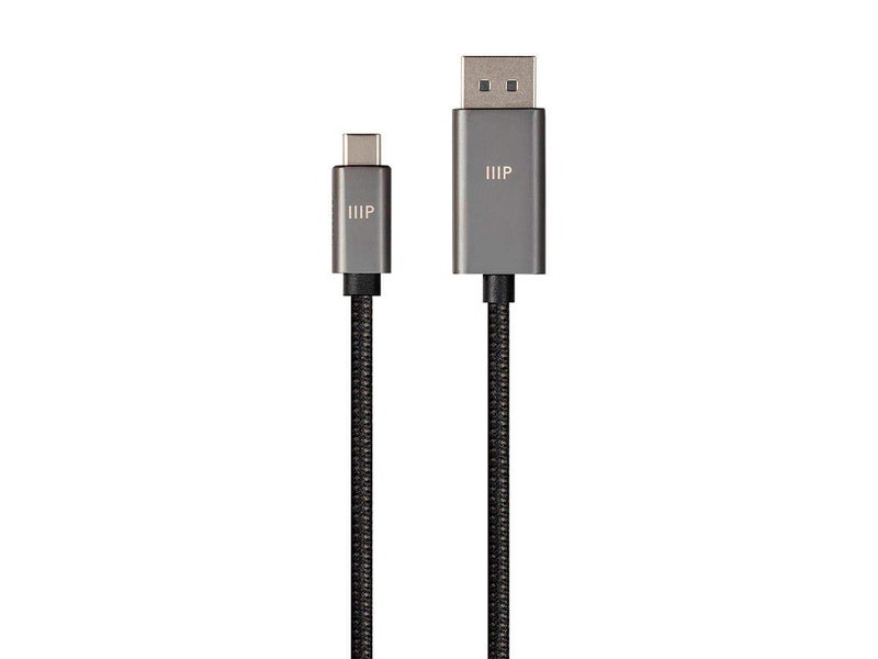 Monoprice Bidirectional USB Type-C to DisplayPort 1.4 Cable - 4K@60Hz, Easy Plug and Play, Nylon-Braided Jacket, 6 Feet, Black - Image 1