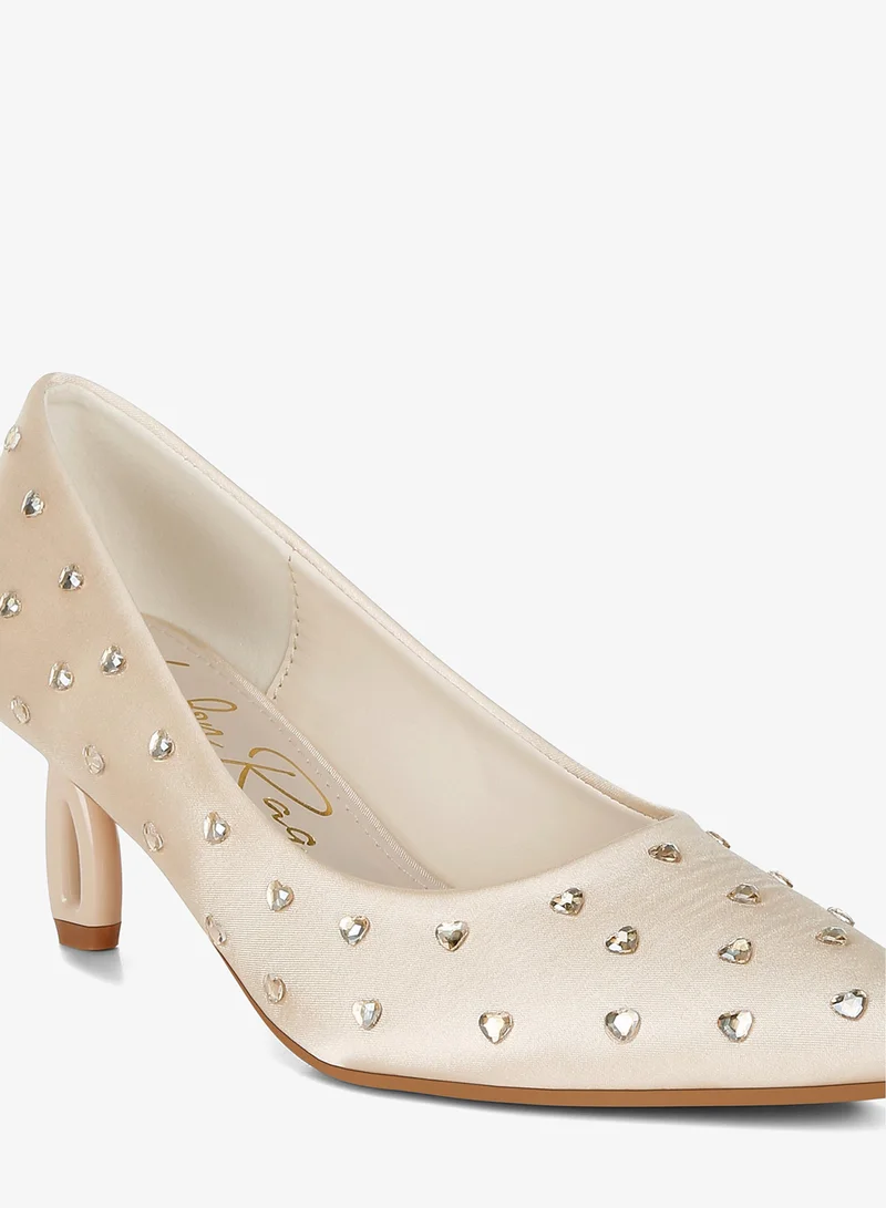 London Rag BEIGE Heart-Shaped Rhinestones Pumps in Beige for Women | Best Price UAE