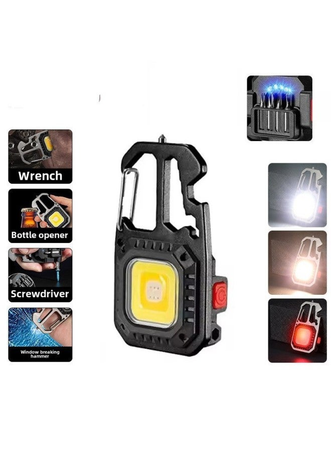 Loquat Outdoor Strong Light Work Light Camping Light Keychain Light Portable Flashlight Rechargeable Magnetic Car Maintenance Light-Color:5138 (black) Color Box Packaging - Image 1