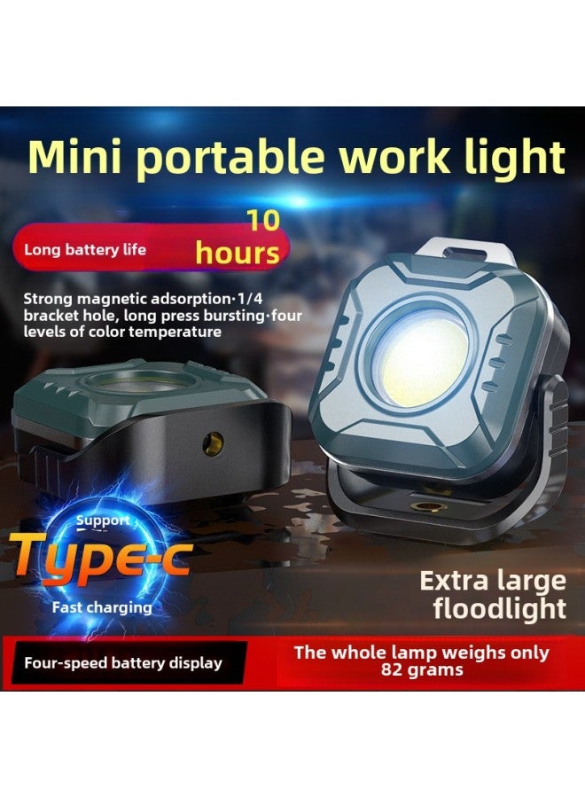 Loquat Outdoor Strong Light Work Light Camping Light Keychain Light Portable Flashlight Rechargeable Magnetic Car Maintenance Light-Color:5138 (black) Color Box Packaging - Image 2