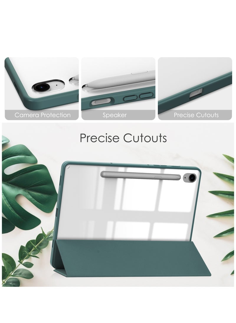 Case Compatible With Samsung Galaxy Tab S9 FE 11 Inch 2023 with Pencil Holder Clear Transparent Back Shell Slim Stand Shockproof Tablet Cover Auto Wake/Sleep (Green) - Image 5