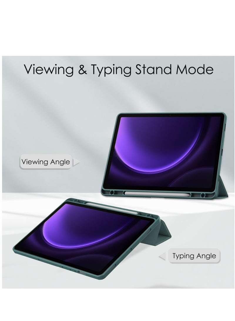 Case Compatible With Samsung Galaxy Tab S9 FE 11 Inch 2023 with Pencil Holder Clear Transparent Back Shell Slim Stand Shockproof Tablet Cover Auto Wake/Sleep (Green) - Image 3