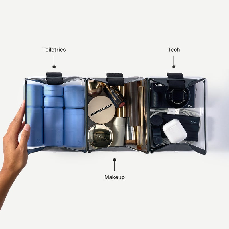 Cadence Parcel - Clear Kit with Magnetic Closure - Durable and Leak-Resistant Travel Toiletry Kit - TSA-Compliant & Modular Design - Hygiene Bag for Travel Essentials - 1 Qt - Rose - Image 4