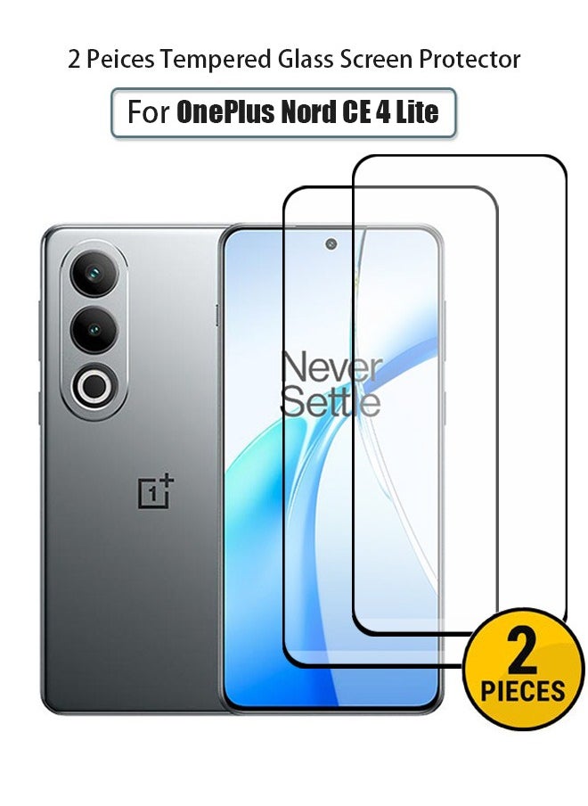 زفيف قطعتان من واقي الشاشة لهاتف OnePlus Nord CE 4 Lite من الزجاج المقوى مع أداة تركيب سهلة، واقي شاشة فائق الوضوح ومقاوم للكسر ومضاد للخدش  - Image 1