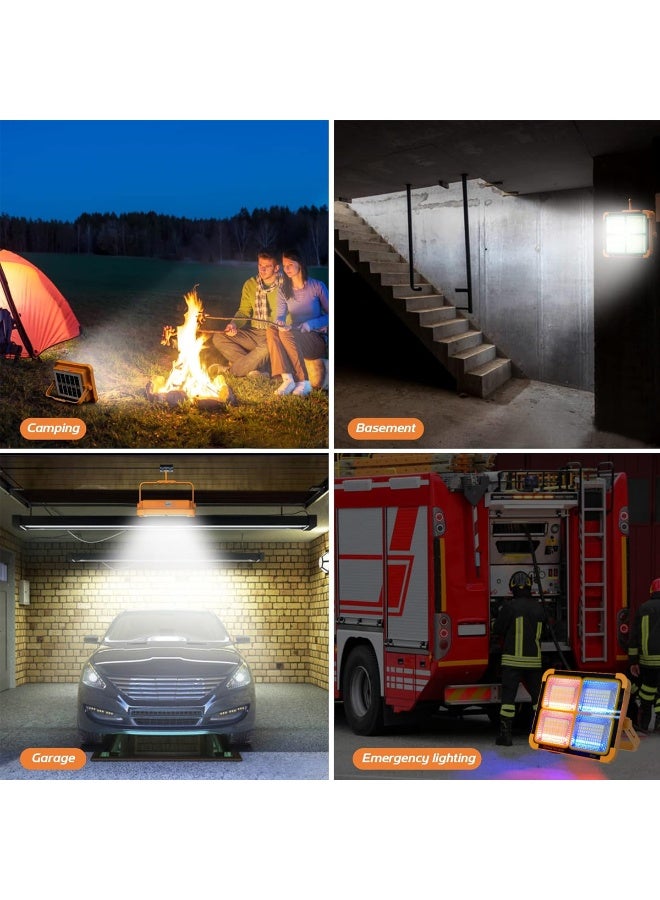 KEYANG KY-200W Solar LED Flood Light 200W Portable Rechargeable Work Light with Solar Panel, Power Bank Output, 5 Lighting Modes, Magnetic Mount, 180° Adjustable Stand, IP66 Waterproof for Camping, Working, Emergency, Outdoor, Garage, Home Use - Image 4