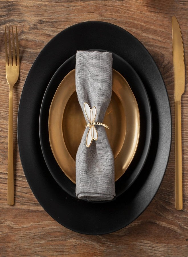 Decozen Set of 4 White Gold Napkin Rings in Dragonfly Design Festive Table Decor Setting for Holiday Wedding, Birthday, Kitchen, Home Decor Housewarming Gift - Mothers Day Decorations - Image 5