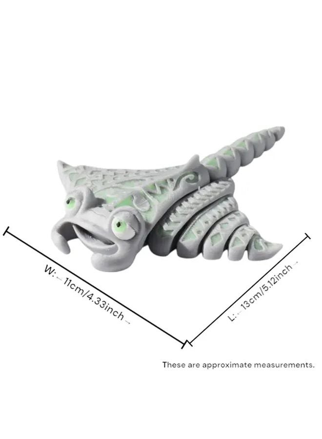 Gray Green 3D Printed Rune Manta Ray Statue Home Office Desk Decor Collectible Gift - Image 5