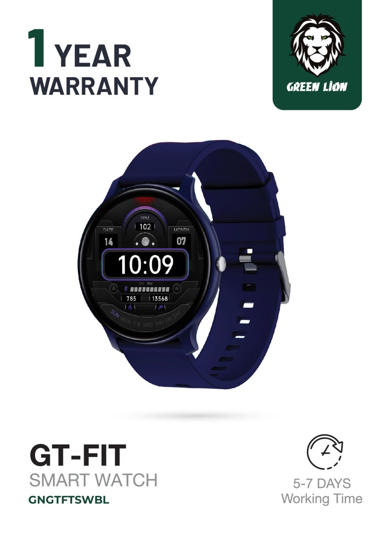 GT-FIT Smart Watch / Always on Display / BT Calling / Music Control / Rotation Button / Heart Rate / Sleep Monitor / Multiple Sport Model / Activity Tracking / Notifications - Blue