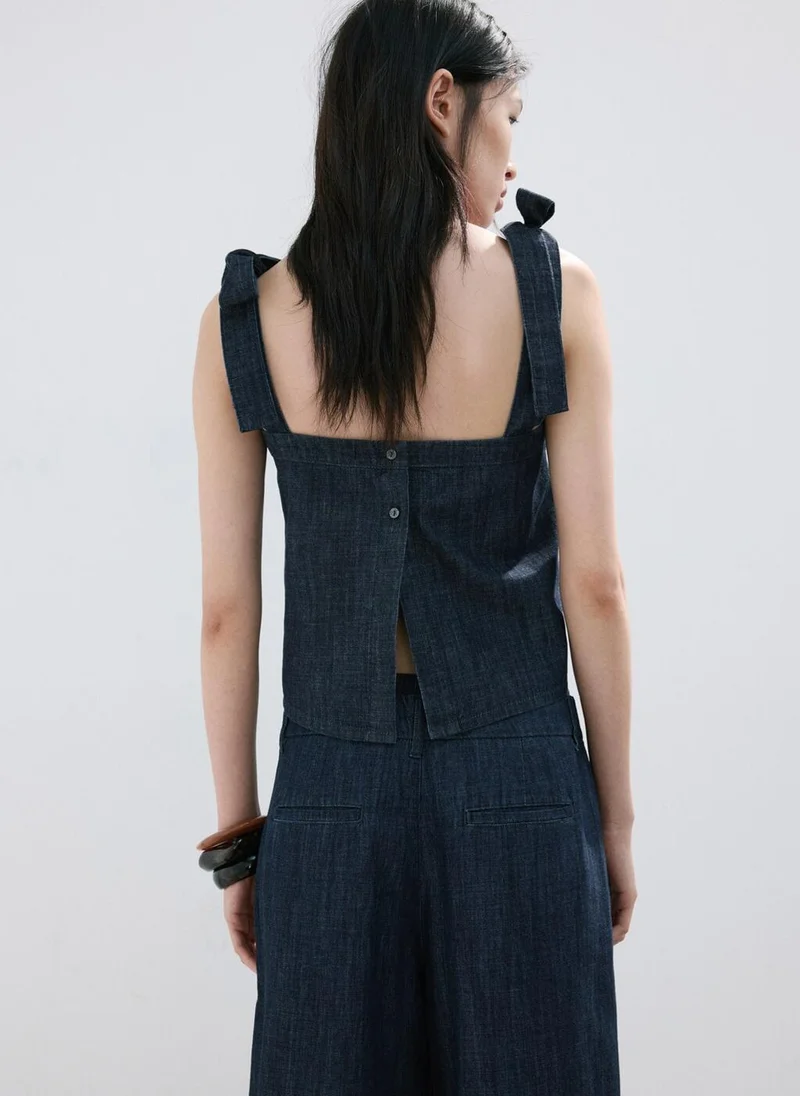 مانجو Strapless Denim Top