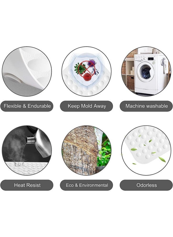Home-Cloud حصيرة مضادة للانزلاق من هوم كلاود لحمام الأرضية حصائر استحمام مضادة للانزلاق مع فرك للقدم حصيرة استحمام مضادة للانزلاق مع أكواب شفط وفتحات تصريف (69x35 سم) (أبيض) - Image 2