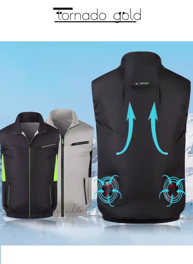 تورنيدو جولد ملابس بدون أكمام للمروحة، ملابس تكييف الهواء، سترة تبريد، ملابس تبريد خارجية مقاومة للحرارة مع مروحة - Image 5
