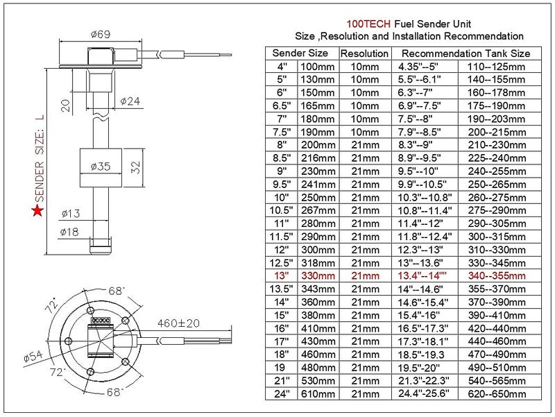 100TECH Stainless Steel Fuel Sending Unit for Marine and Automotive Applications - Image 3