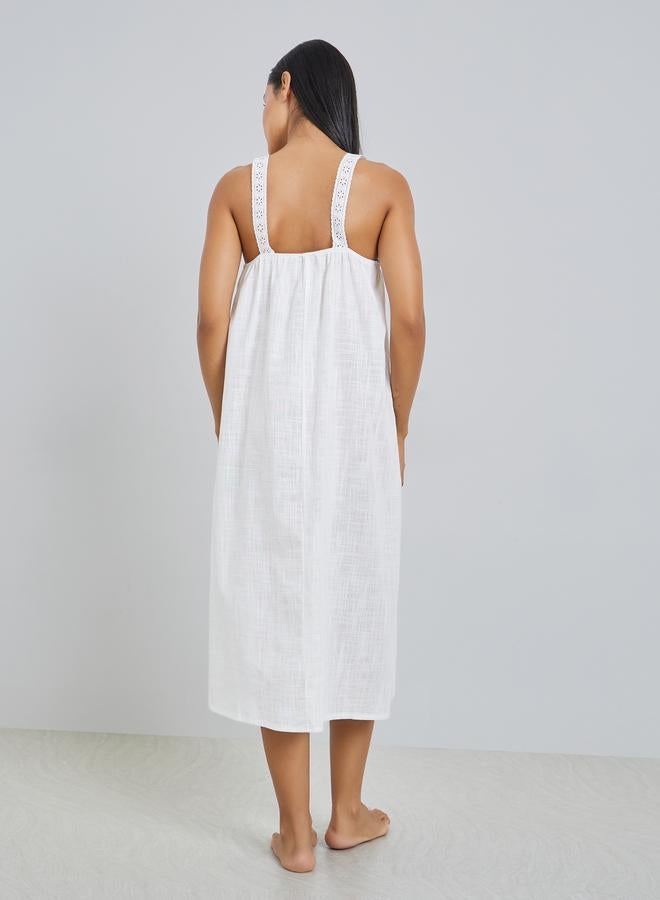 ستايلي قميص نوم بفتحة أزرار مزينة بالشيفلي - Image 4