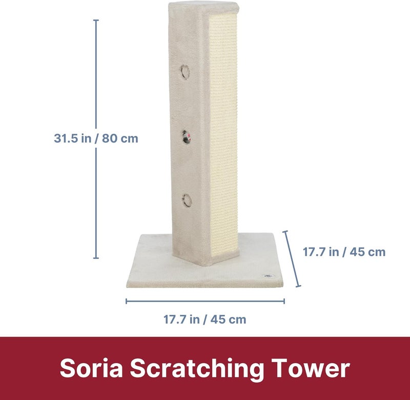 تريكسي عمود خدش تريكسي سوريا ( Soria Scratching Column)، لون رمادي، ارتفاع 31.5 بوصة - Image 4