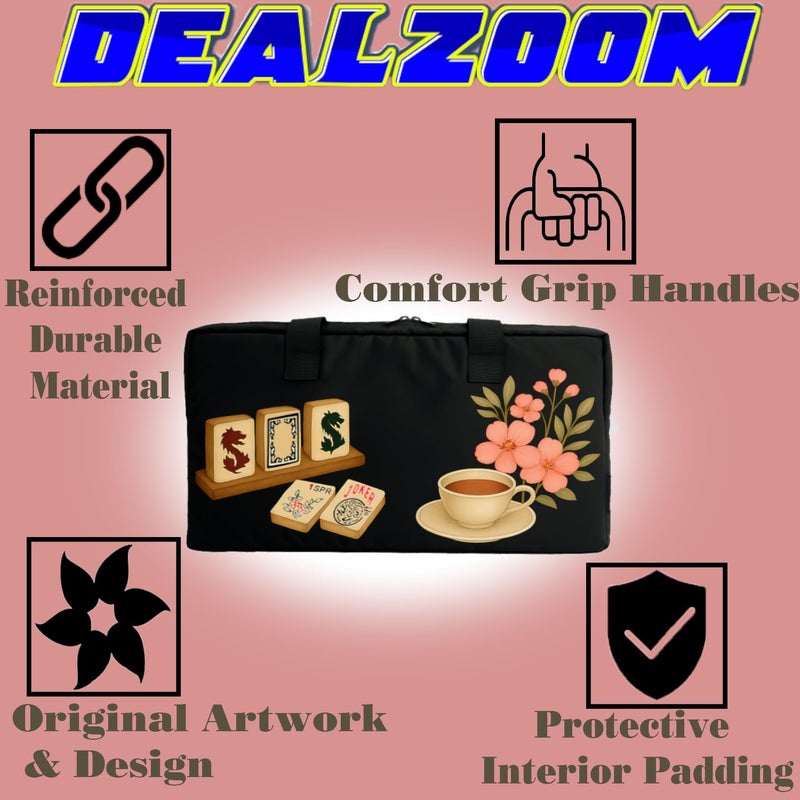 DEALZOOM American Mahjong Set Complete, Full Game with 166 Mahjong Tiles, Mahjong Racks with Pushers, Instructions, Dice, Chips, Wind Indicator & Mahjong Accessories in Bag (Blossom Brew Tiles) - Image 5