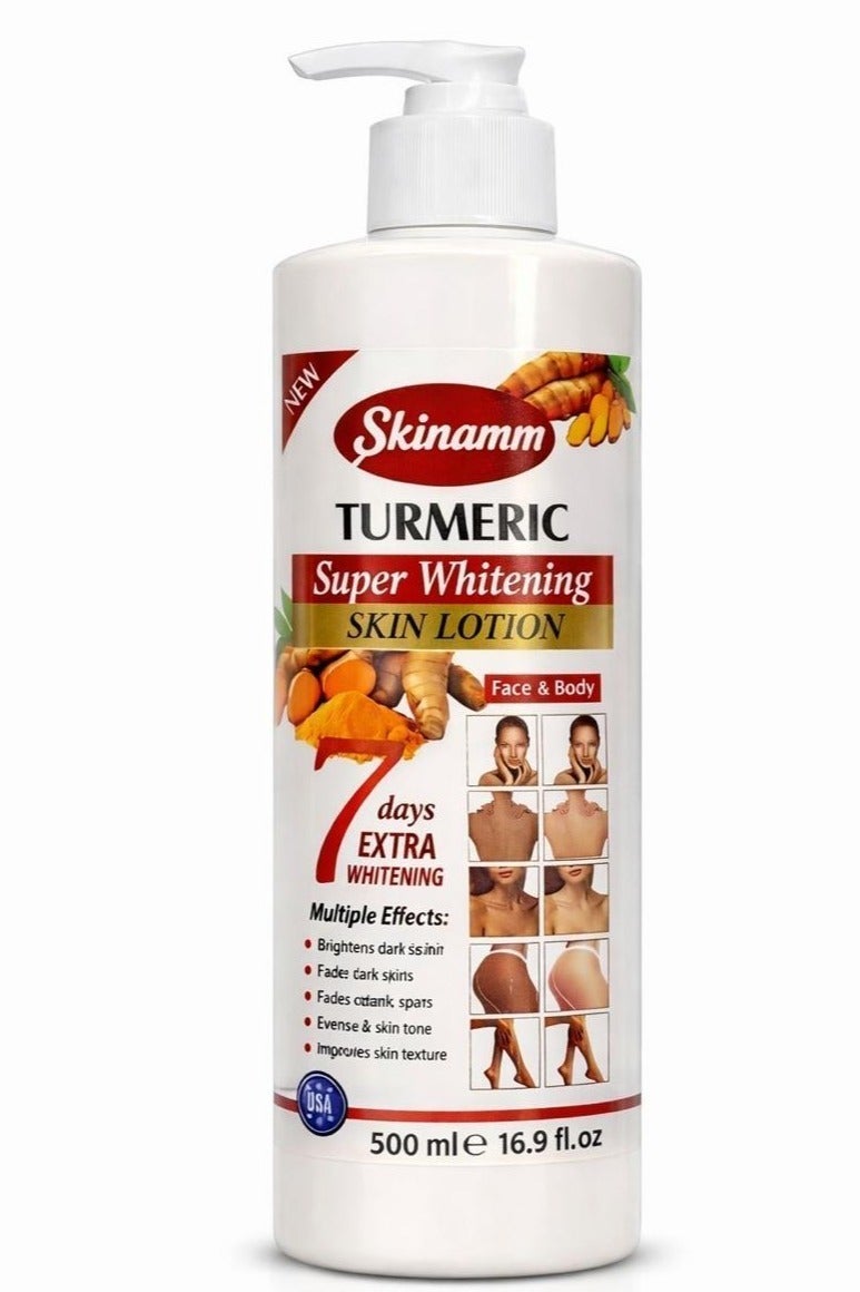 Skinamm لوسيون تبييض البشرة الفائق بالكركم للوجه والجسم 500 مل وحزمة لوسيون تبييض البشرة الفائق بالجزر للوجه والجسم 500 مل - Image 2