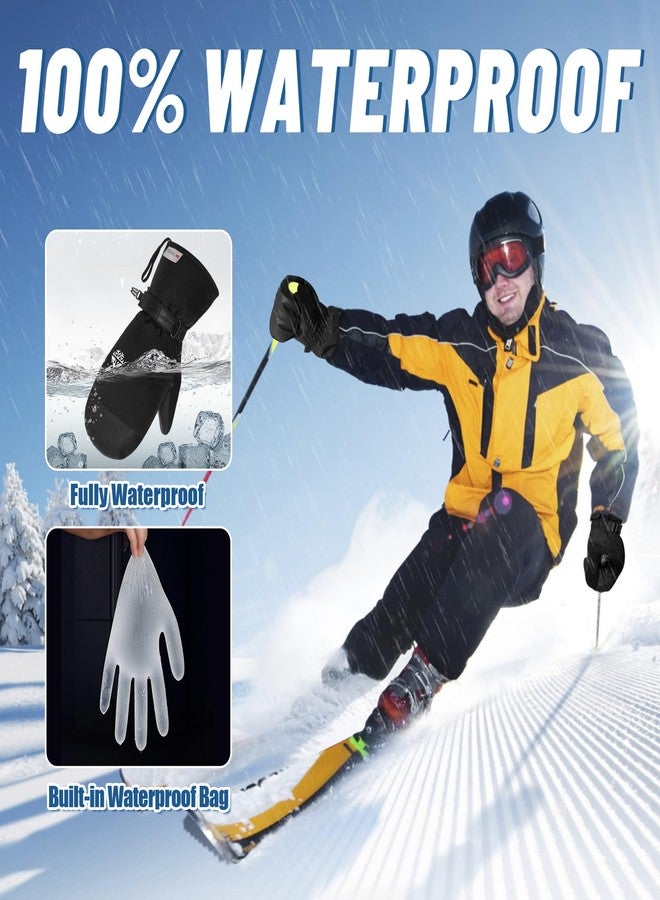 Pixel Panda Winter Ski Mittens for Men Women, Waterproof Snow Mitts for Cold Weather Thermal 3M Thinsulate Insulation Touchscreen Gloves Snowboarding Skiing (Large) - Image 3