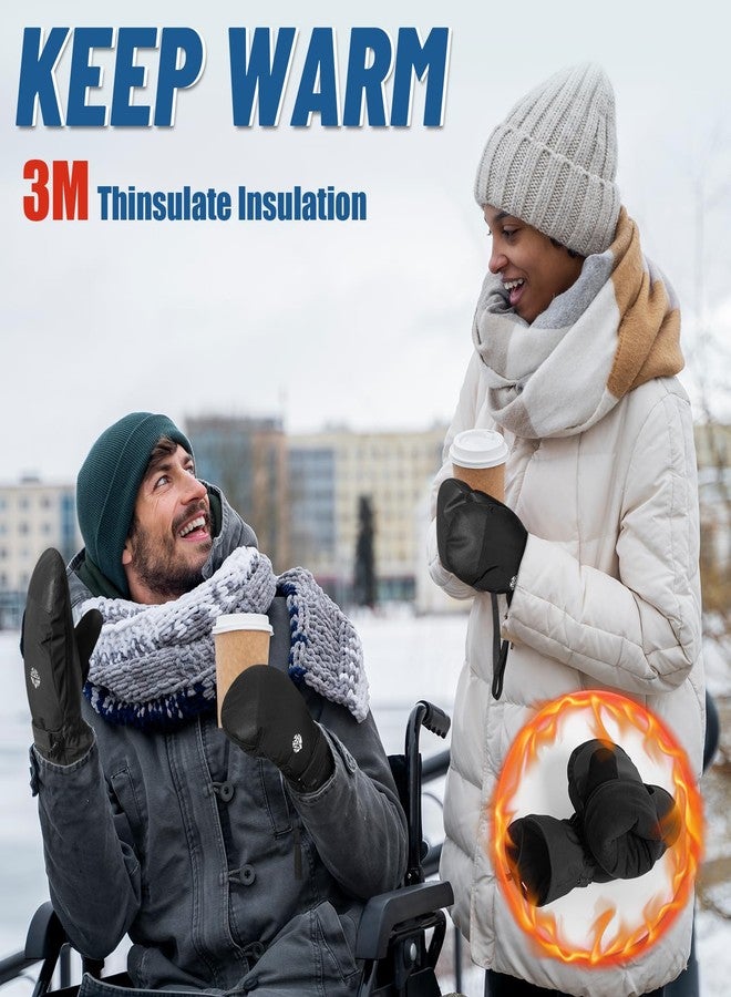 Pixel Panda Winter Ski Mittens for Men Women, Waterproof Snow Mitts for Cold Weather Thermal 3M Thinsulate Insulation Touchscreen Gloves Snowboarding Skiing (Large) - Image 2