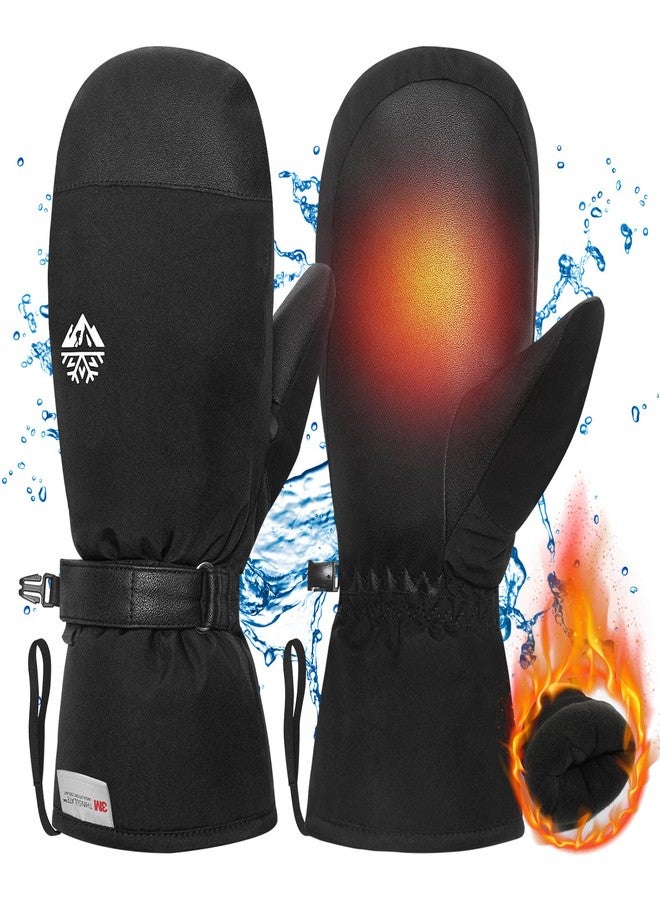Pixel Panda Winter Ski Mittens for Men Women, Waterproof Snow Mitts for Cold Weather Thermal 3M Thinsulate Insulation Touchscreen Gloves Snowboarding Skiing (Large) - Image 1