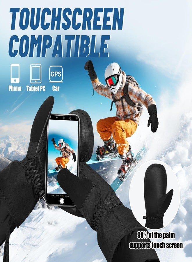 Pixel Panda Winter Ski Mittens for Men Women, Waterproof Snow Mitts for Cold Weather Thermal 3M Thinsulate Insulation Touchscreen Gloves Snowboarding Skiing (Large) - Image 4