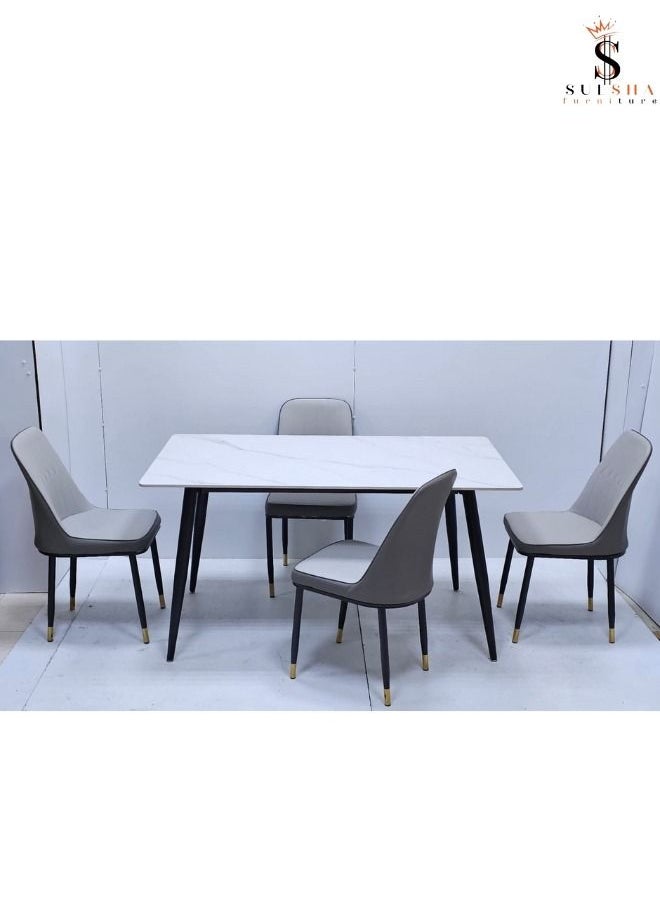 White Ceramic & Metal Modren  Dining Table Set 1+4 - pzsku/ZE8F51DD273137F783FC9Z/45/_/1684083110/f7ee612a-d0dd-4019-b9d2-17243050de0f