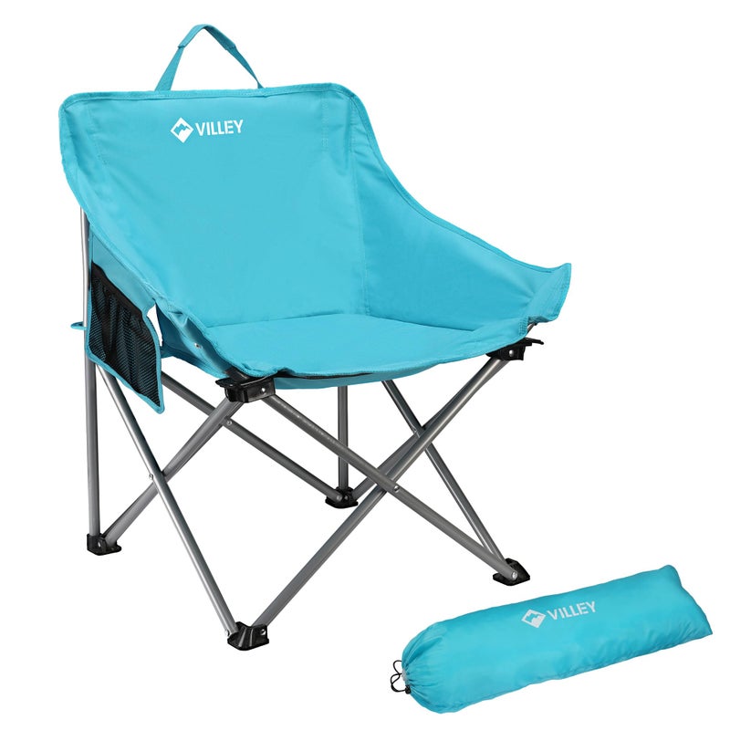 VILLEY Camping Chair Beach Folding Chair Outdoor Lawn Portable Lightweight Chair Foldable Chair with Carry Bag for Outside Hiking Fishing Travel Beach and Sports Blue