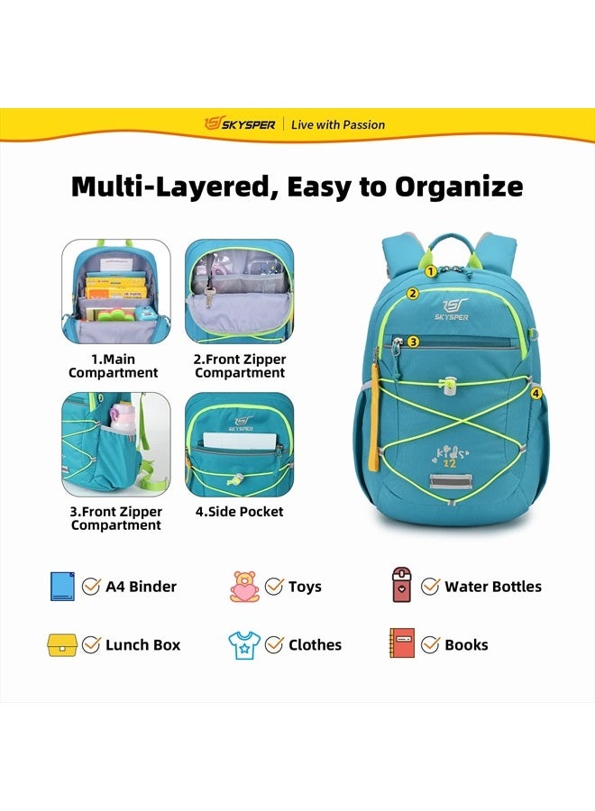 SKYSPER Kids Hiking Backpack 12L Children School Bag Child Boy Girl Pack Ages 4-8 for Traveling Day Trips Classes Camping(Teal)  - Image 4